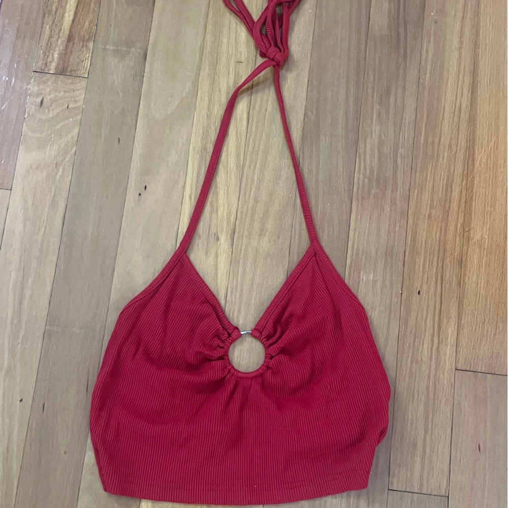 SHEIN Red Halter Crop Top